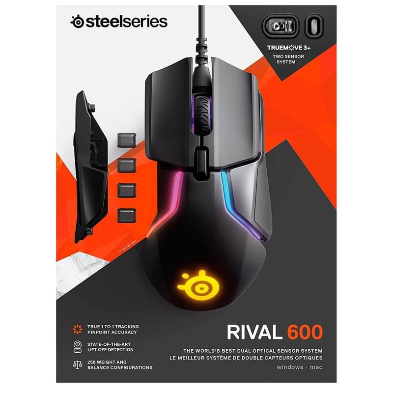 Мышка игровая проводная USB Steelseries Rival 600 RGB, Black - фото #8
