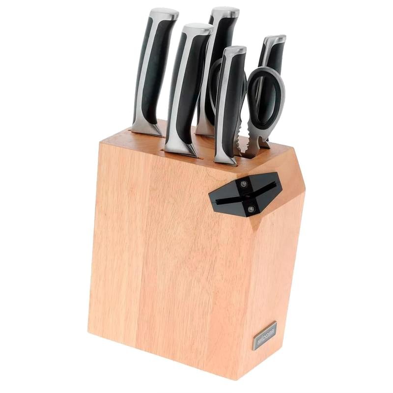 Набор из 5 кухонных ножей, ножниц и блока для ножей с ножеточкой Ursa Nadoba 722616 - фото #0
