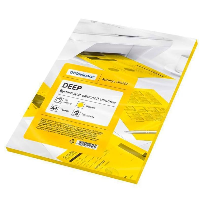 Офисная бумага OfficeSpace Deep А4 50л, 80g Yellow (245202) - фото #0