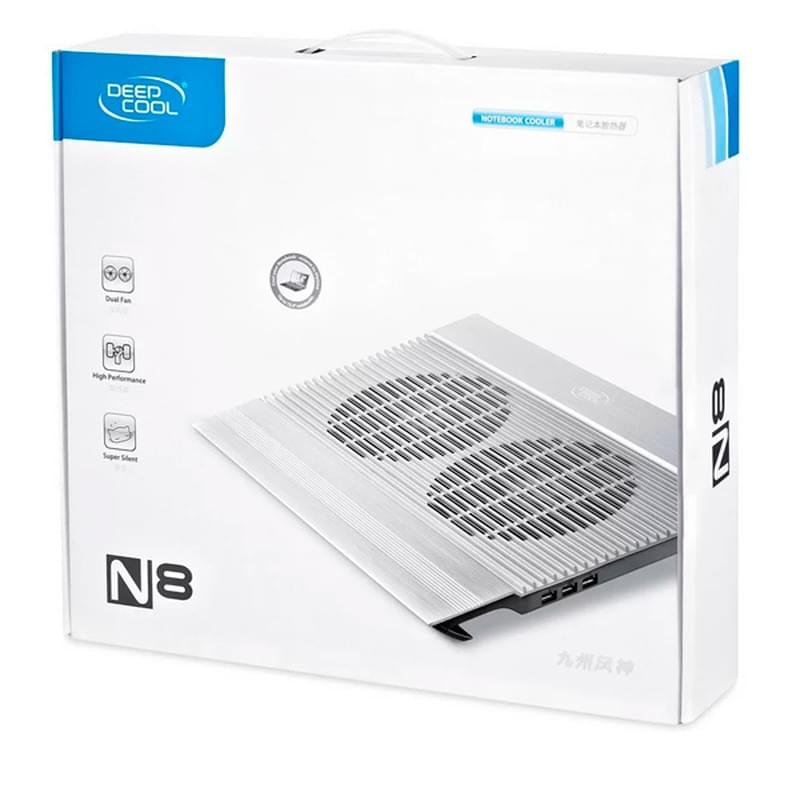 Охлаждающая подставка для ноутбука Deepcool N8 до 17", Серебристый - фото #3