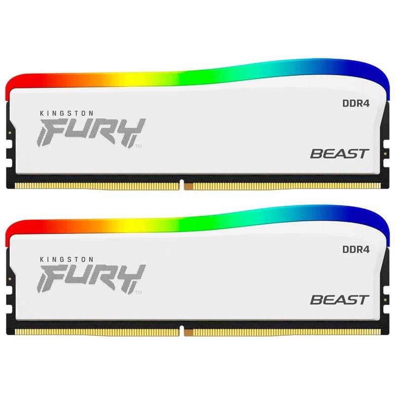 Оперативная память DDR4 DIMM 16GB(8GBx2)/3200MHz Kingston Fury Beast RGB White (KF432C16BWAK2/16) - фото #0