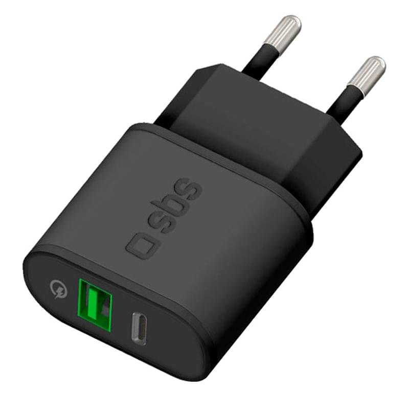 Сетевое зарядное устройство 1*USB 2.1A QC 3.0, 1*Type-C 3A (15W), SBS, Чёрный (TETRTCUSBQCH3) - фото #0