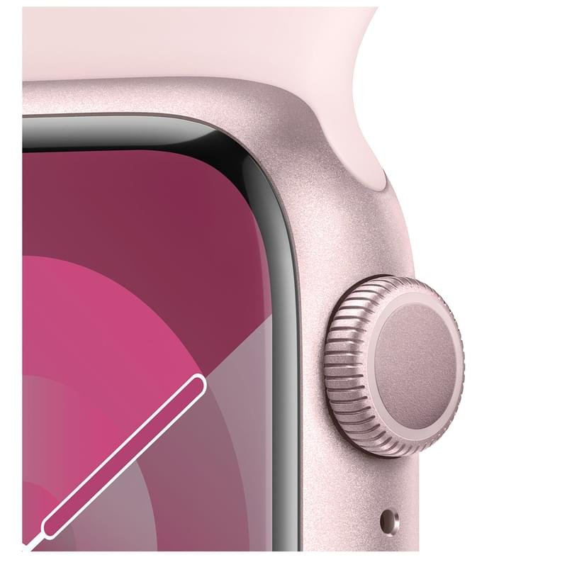 Смарт Часы Apple Watch Series 9, 41mm Pink Aluminium Case with Light Pink Sport Band - S/M (MR933) - фото #2