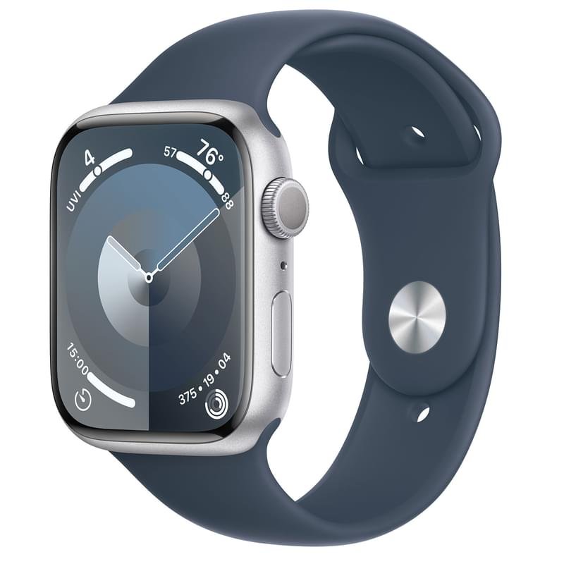 Смарт Часы Apple Watch Series 9, 45mm Silver Aluminium Case with Storm Blue Sport Band - M/L (MR9E3) - фото #0