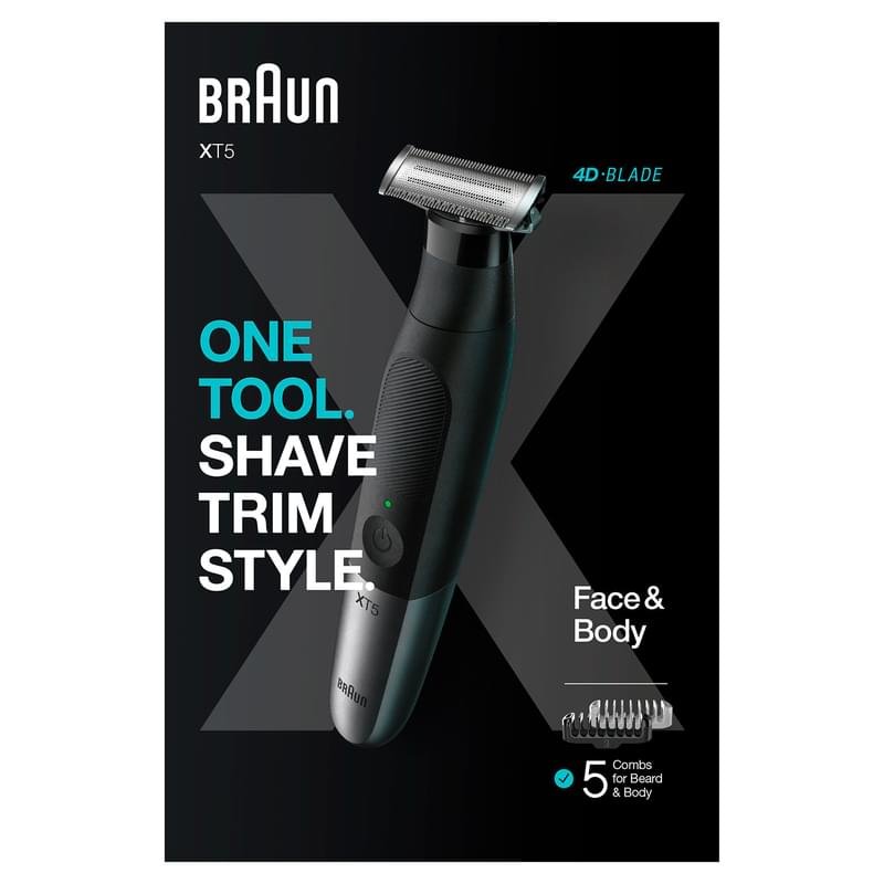 Триммер гибридный для бороды, усов и тела Braun XT5100 Series X, 5 насадок, серебристый - фото #10