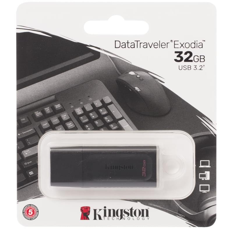 USB Флешка 32GB Kingston USB 3.2 Gen 1 Black (DTX/32GB) - фото #1