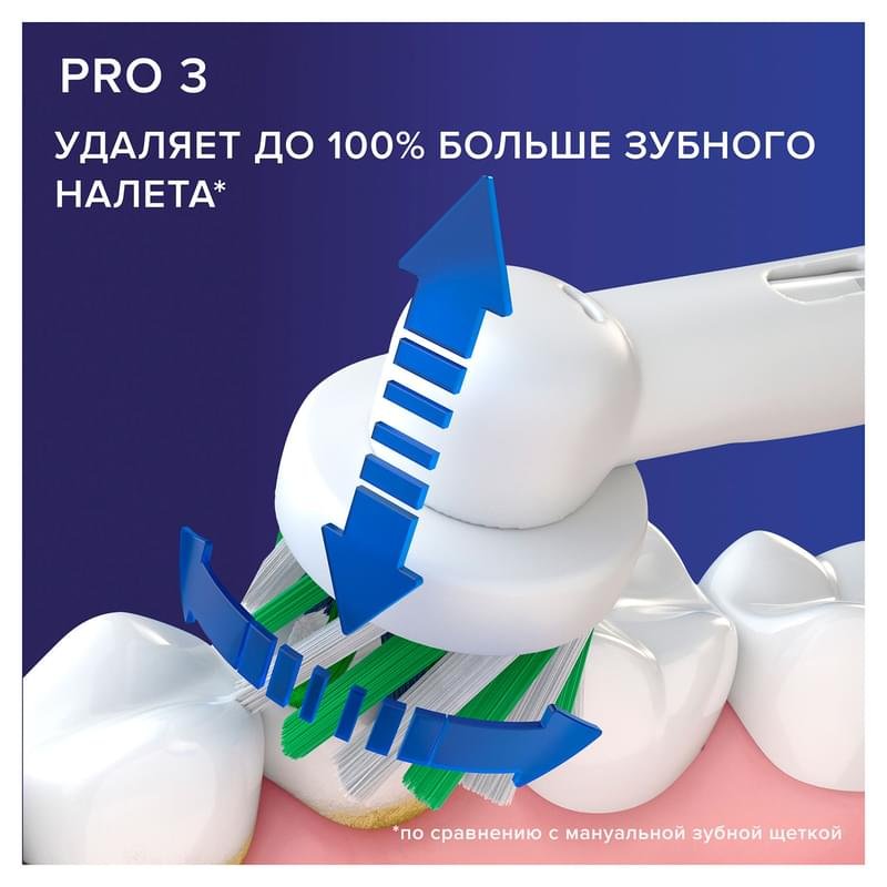 Электрическая зубная щётка Oral-B Pro 3 3000, с визуальным датчиком давления, голубая - фото #4
