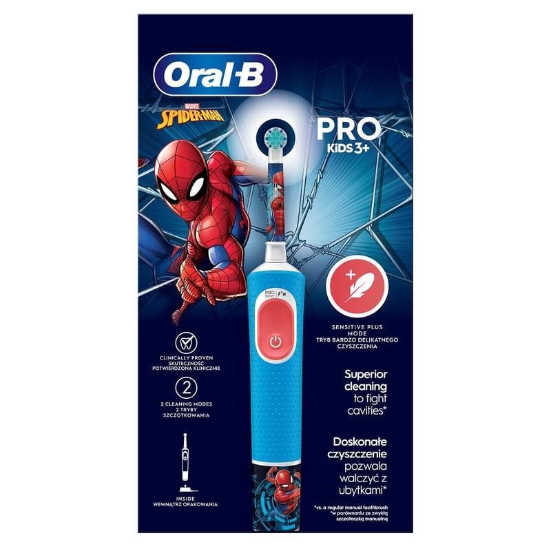 Детская электрическая зубная щетка Oral-B Vitality Pro Kids «Человек-Паук», круглая насадка, 3+ лет - фото #0
